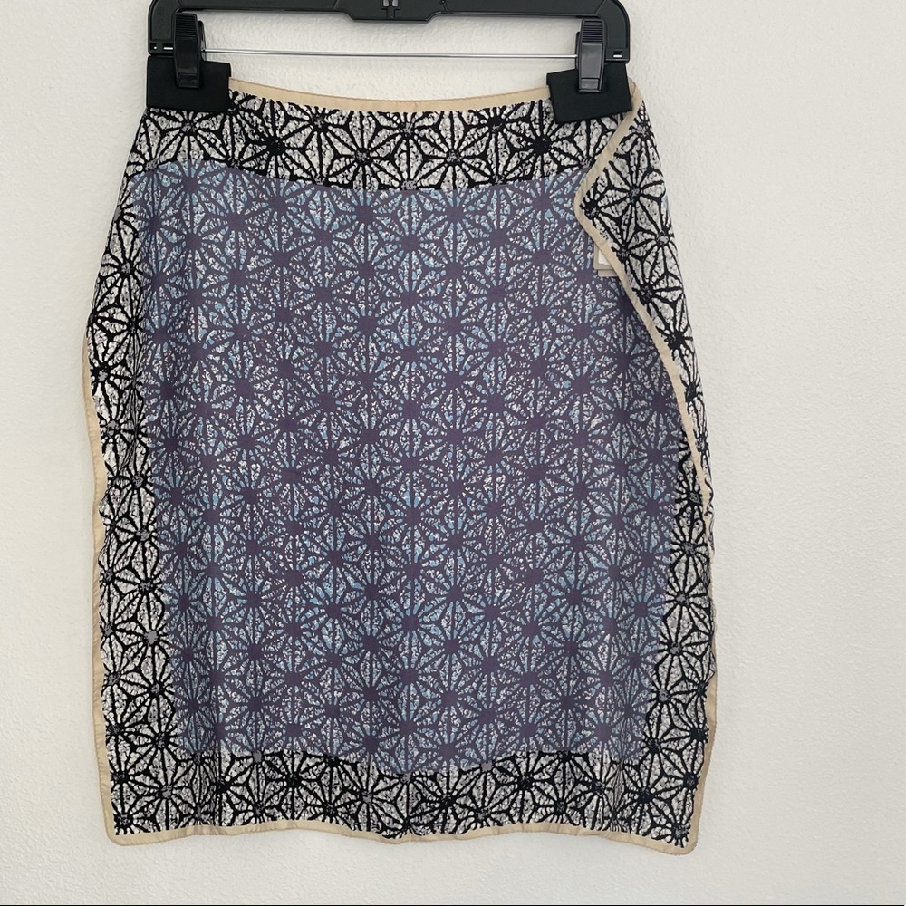 NWT Patterned Blue Square Silk Scarf by Épice